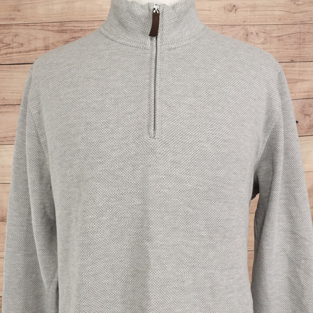 Club Room Sweater Mens 2XL Gray Mock Neck 1/4 Zip Pullover Knit Long Sleeve